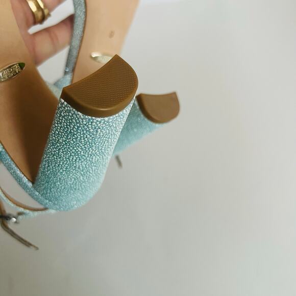 Badgley Mischka Tasmine Tall Evening  Heeled Sandal In Soft Blue Size 6 - Picture 9 of 13